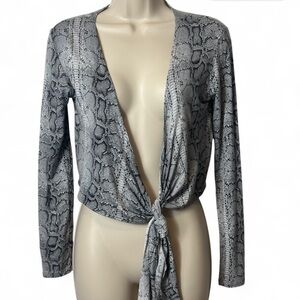 Snake Print Front Tie Crop Top